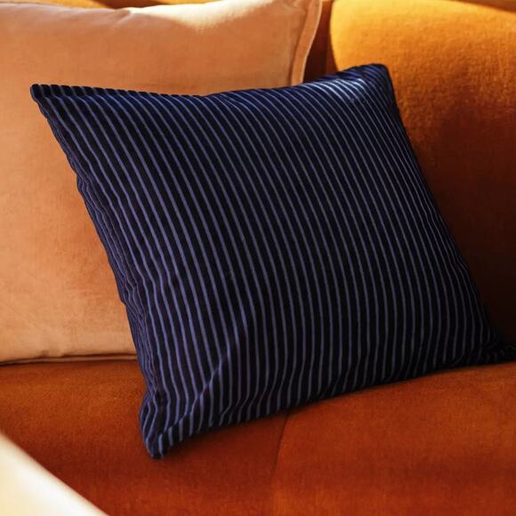 Anthropologie Fiora Ribbed Velvet Pillow – Navy Blue – 2 Available Discontinued - Picture 1 of 3